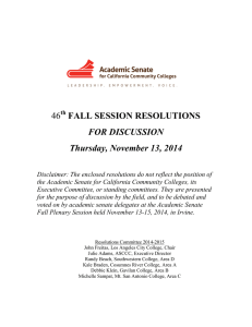 46 FALL SESSION RESOLUTIONS FOR DISCUSSION