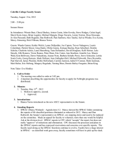 Cabrillo College Faculty Senate  Tuesday, August  21st, 2012