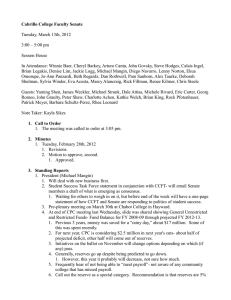 Cabrillo College Faculty Senate  Tuesday, March 13th, 2012 3:00 &ndash; 5:00 pm