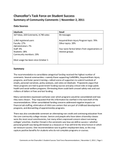 Chancellor’s Task Force on Student Success   Summary of Community Comments | November 2, 2011  Data Sources 