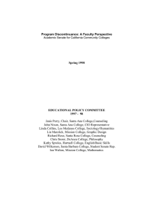 Program Discontinuance: A Faculty Perspective Spring 1998 EDUCATIONAL POLICY COMMITTEE