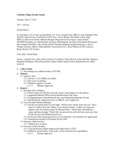 Cabrillo College Faculty Senate Tuesday, May 17, 2011 3:07 - 5:02 pm