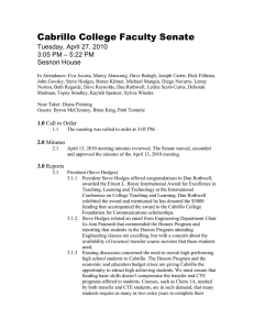 Cabrillo College Faculty Senate Tuesday, April 27, 2010 Sesnon House