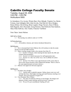 Cabrillo College Faculty Senate Tuesday, August 26, 2008 – 5:00 PM 3:00 PM