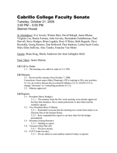 Cabrillo College Faculty Senate Tuesday, October 21, 2008 – 5:00 PM 3:00 PM