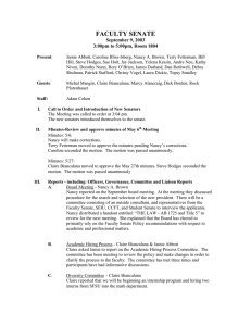 FACULTY SENATE September 9, 2003 3:00pm to 5:00pm, Room 1804