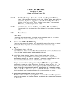 FACULTY SENATE November 19, 2002 3:00pm to 5:00pm, Room 1804