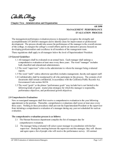 Chapter Two:  Administration and Organization AR 2090 MANAGEMENT  PERFORMANCE