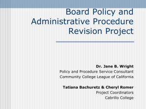 Board Policy and Administrative Procedure Revision Project