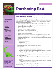 Purchasing Post Writing Specifications for Services Volume 9, Issue 4 April 2016
