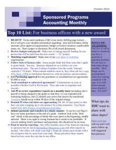 Sponsored Programs Accounting Monthly Top 10 List: