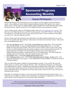 Sponsored Programs Accounting Monthly Oracle FIS Reports August  2014