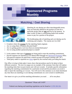 Sponsored Programs Monthly Matching / Cost Sharing