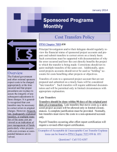 Sponsored Programs Monthly Cost Transfers Policy