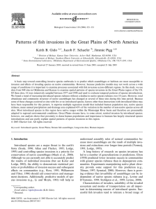 Patterns of ﬁsh invasions in the Great Plains of North... Keith B. Gido , Jacob F. Schaefer , Jimmie Pigg