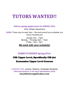 TUTORS WANTED!!  Still Accepting Applications for SPRING 2016