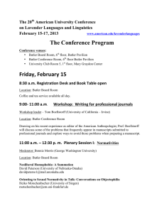 The Conference Program The 20 American University Conference on Lavender Languages and Linguistics