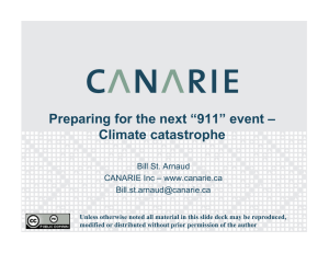 Preparing for the next “911” event – Climate catastrophe Bill St. Arnaud