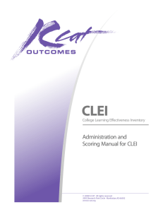 CLEI Administration and Scoring Manual for CLEI College Learning Effectiveness Inventory