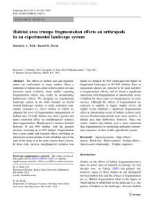 Author's personal copy Habitat area trumps fragmentation effects on arthropods