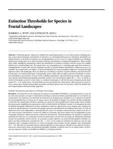 Extinction Thresholds for Species in Fractal Landscapes