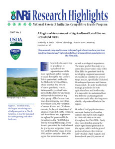 Research Highlights A Regional Assessment of Agricultural Land Use on Grassland Birds