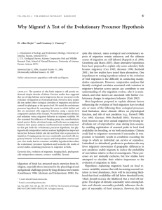 Why Migrate? A Test of the Evolutionary Precursor Hypothesis