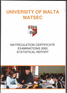 UNIVERSITY OF MALTA- MATSEC