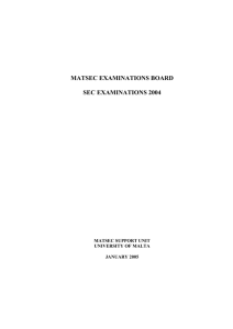 MATSEC EXAMINATIONS BOARD SEC EXAMINATIONS 2004 MATSEC SUPPORT UNIT