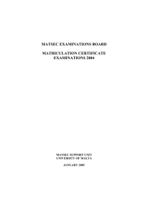 MATSEC EXAMINATIONS BOARD  MATRICULATION CERTIFICATE EXAMINATIONS 2004