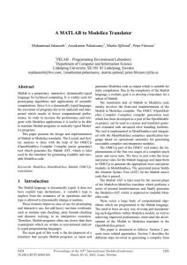 A MATLAB to Modelica Translator