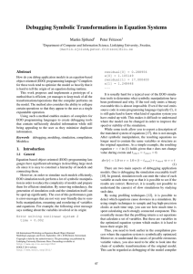 Debugging Symbolic Transformations in Equation Systems Martin Sjölund Peter Fritzson