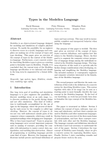 Types in the Modelica Language Abstract David Broman Peter Fritzson