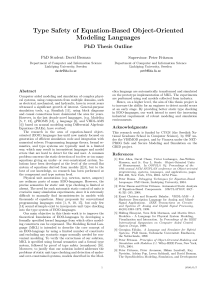 Type Safety of Equation-Based Object-Oriented Modeling Languages PhD Thesis Outline