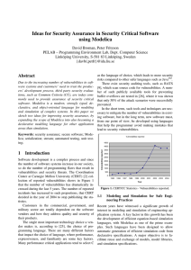 Ideas for Security Assurance in Security Critical Software using Modelica