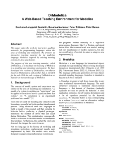 DrModelica A Web-Based Teaching Environment for Modelica