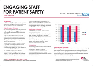 EngagIng Staff fOR PatIEnt SafEty United Lincolnshire Hospitals Primo at Lincoln
