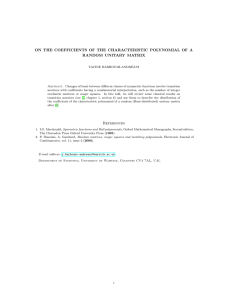 ON THE COEFFICIENTS OF THE CHARACTERISTIC POLYNOMIAL OF A