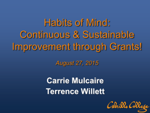 Habits of Mind: Continuous &amp; Sustainable Improvement through Grants! Carrie Mulcaire