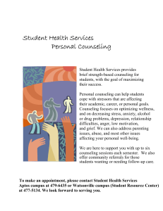Student Health Services Personal Counseling