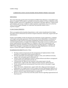 Cabrillo College  CAREER EDUCATION AND ECONOMIC DEVELOPMENT PROJECT MANAGER DEFINITION