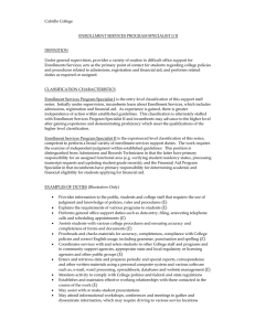 Cabrillo College ENROLLMENT SERVICES PROGRAM SPECIALIST I/II DEFINITION