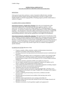 Cabrillo College  INSTRUCTIONAL ASSISTANT I/II ENGLISH/ENGLISH AS A SECOND LANGUAGE OR READING