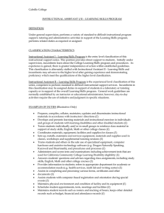 Cabrillo College  INSTRUCTIONAL ASSISTANT I/II – LEARNING SKILLS PROGRAM DEFINITION