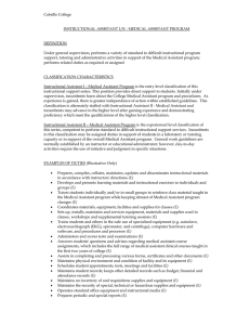 Cabrillo College  INSTRUCTIONAL ASSISTANT I/II - MEDICAL ASSISTANT PROGRAM DEFINITION
