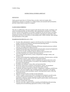Cabrillo College INSTRUCTIONAL DIVISION ASSISTANT DEFINITION
