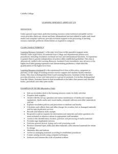Cabrillo College LEARNING RESOURCE ASSISTANT I/II DEFINITION