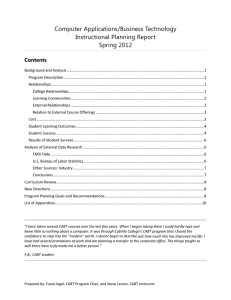 Computer Applications/Business Technology Instructional Planning Report Spring 2012 Contents