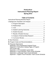 Horticulture Instructional Planning Report Spring 2012 Table of Contents