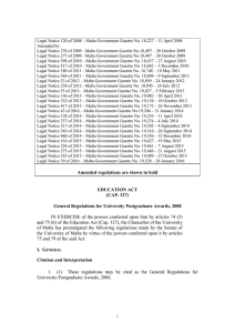 Legal Notice 120 of 2008 – Malta Government Gazette No.... Amended by: